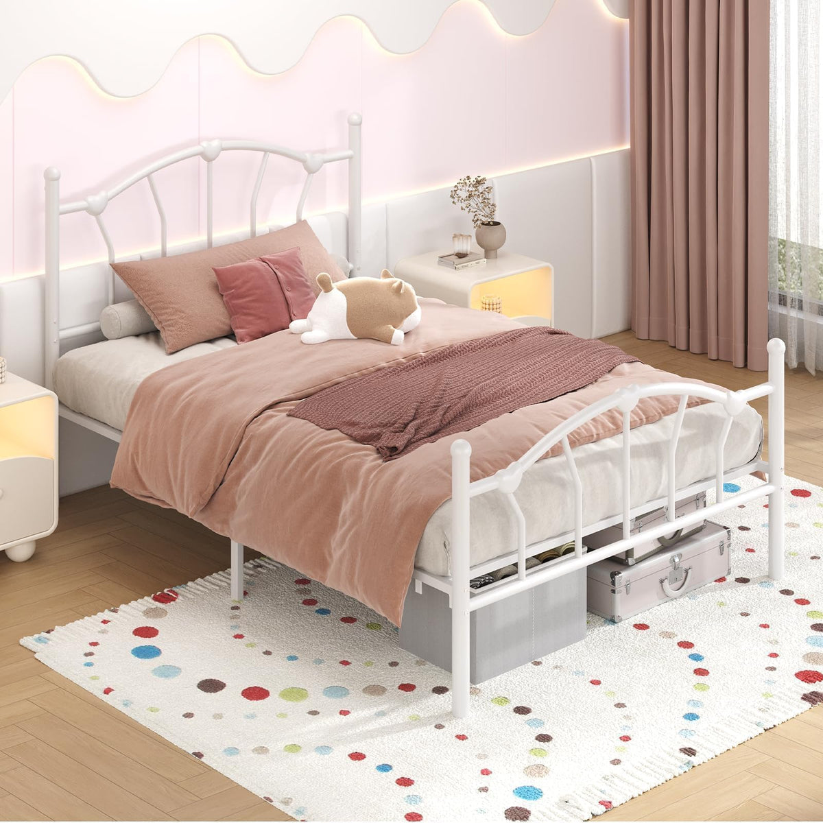 White Twin Metal Bed Frame B48660