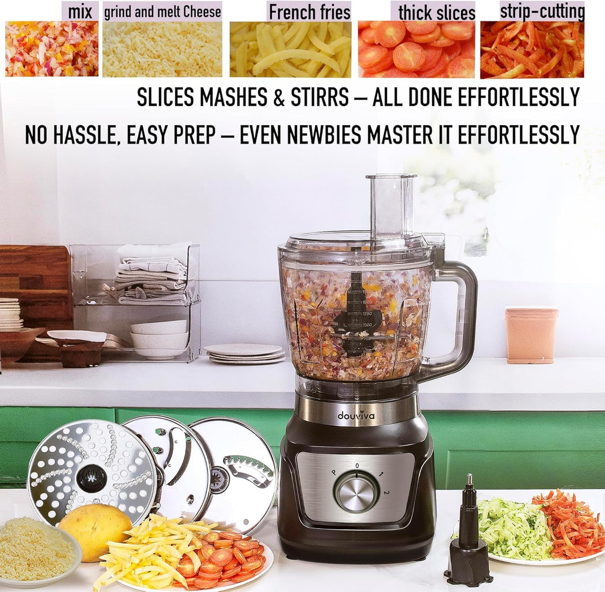 8-Cup Food Processor & Blender Combo, 1000W, Black N1659
