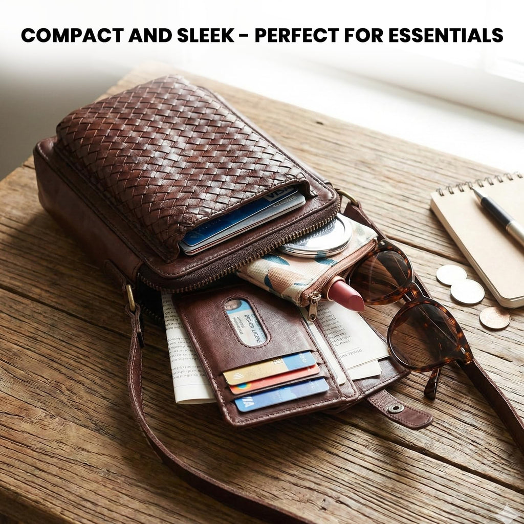 Genuine Leather Small Crossbody Bag with Adjustable Detachable Strap O75997
