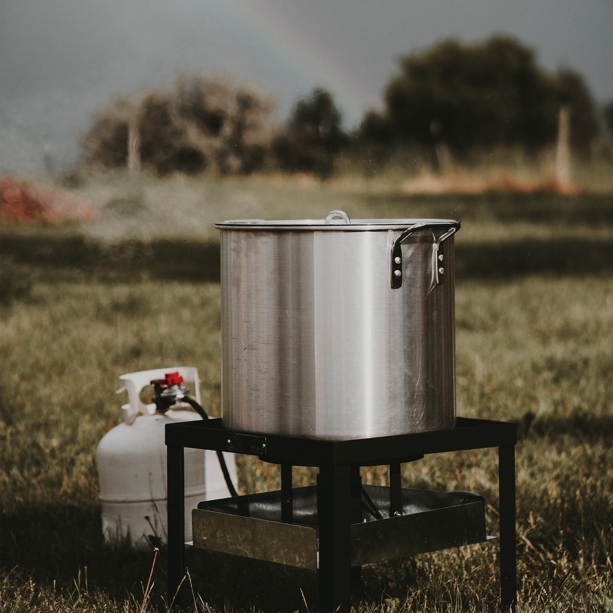 60Qt Aluminum Stock Pot with Strainer and Lid E457