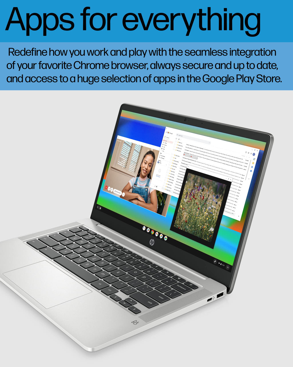 14 Laptop, Intel Celeron N4120, 4 GB RAM, 64 GB eMMC, Chrome OS, Mineral Silver B8306