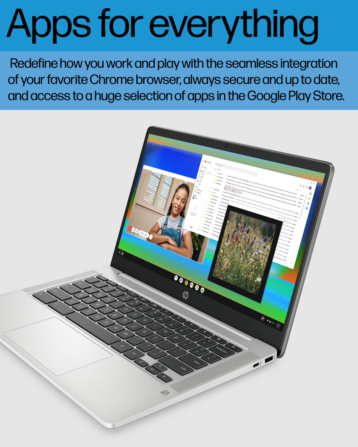 14 Laptop, Intel Celeron N4120, 4 GB RAM, 64 GB eMMC, Chrome OS, Mineral Silver B8306