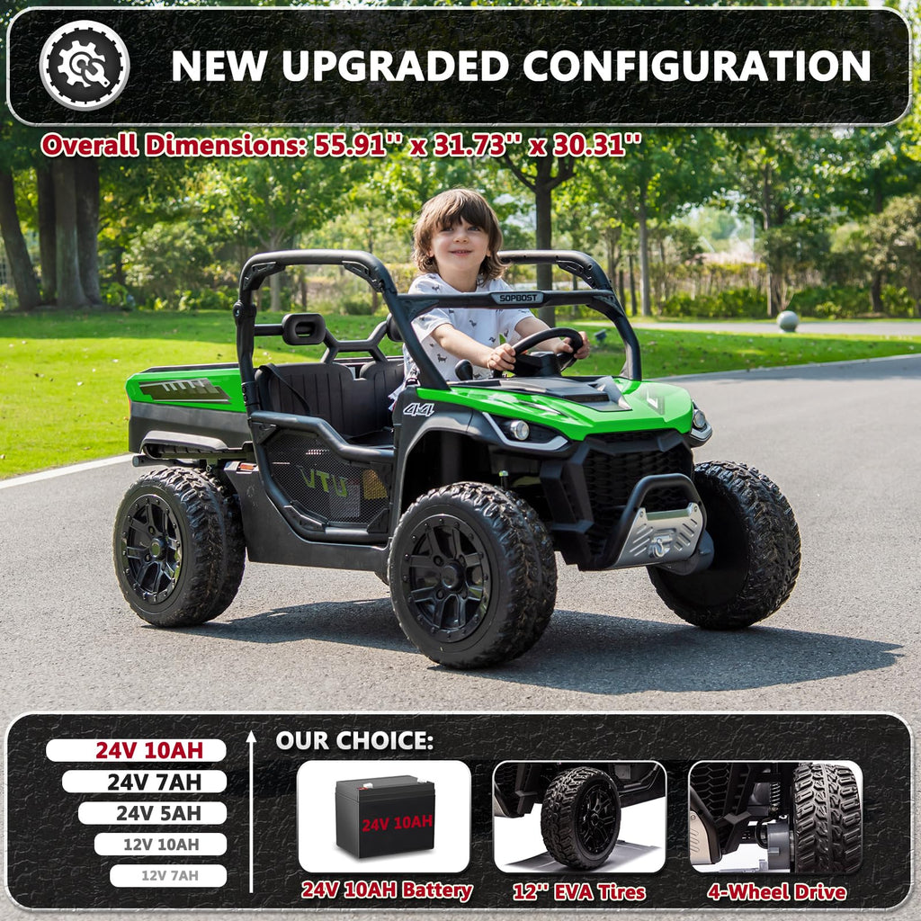 2 Seater 24V 10Ah Ride On Dump Truck with EVA Tires, Green S410