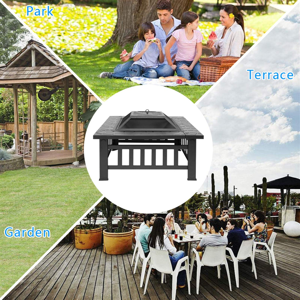 32in Square Metal Fire Pit Table F145851