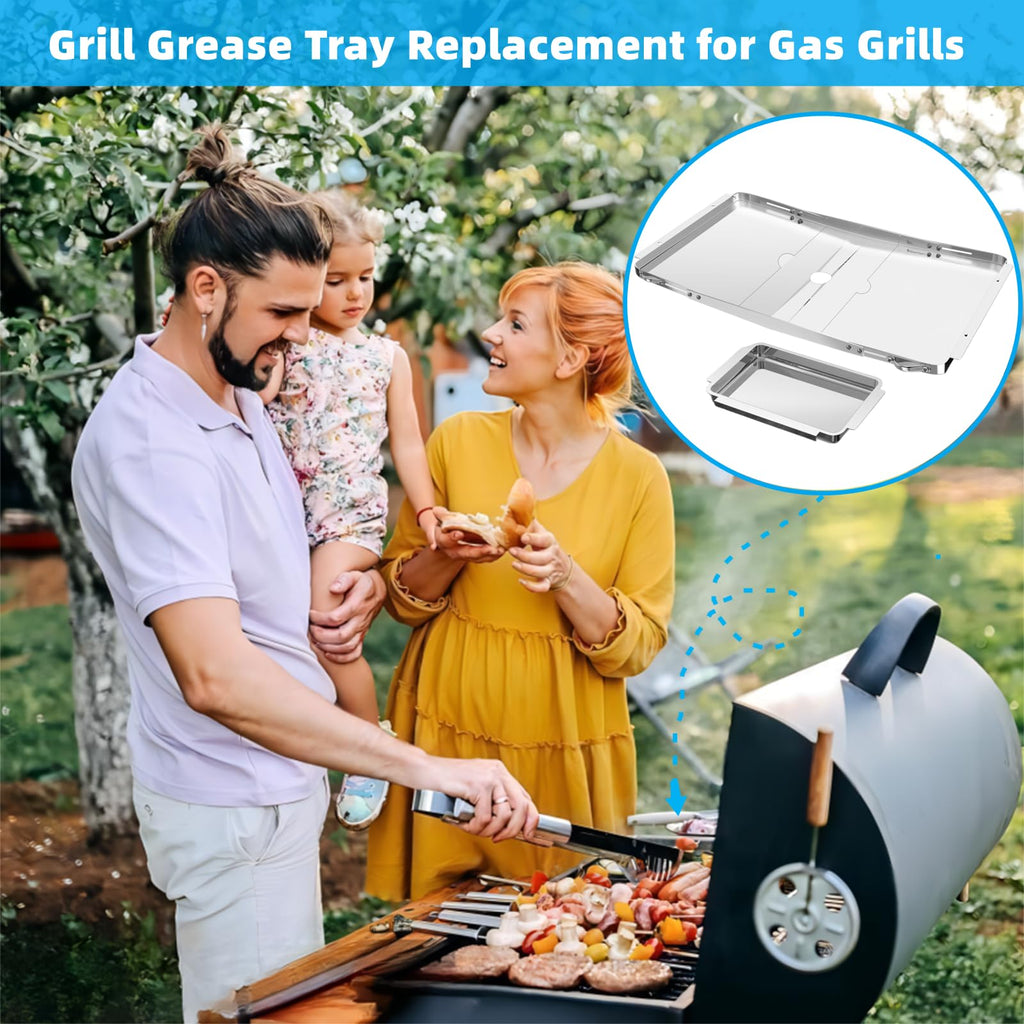 Adjustable Stainless Steel Grill Grease Tray with Catch Pan J416