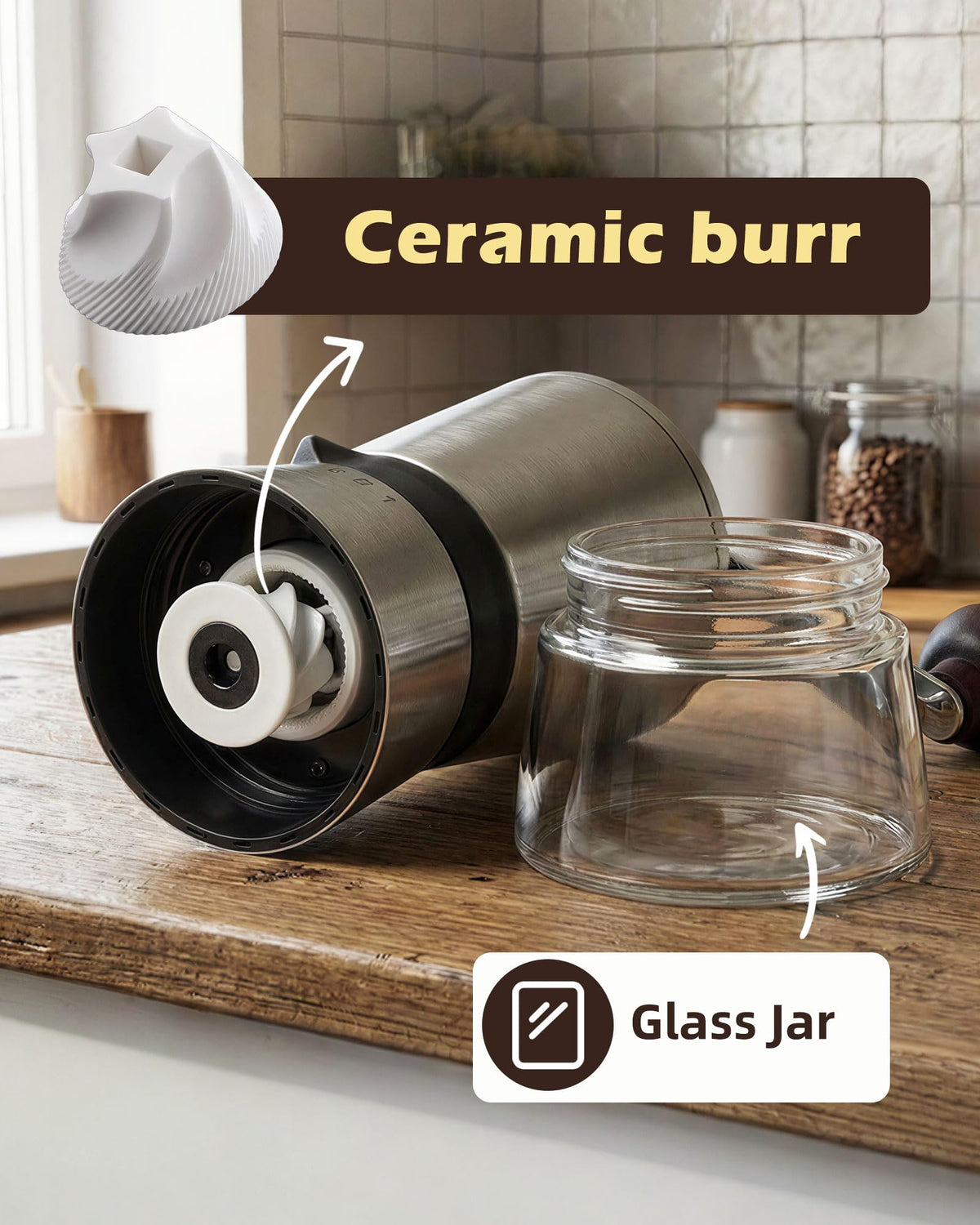 Manual Coffee Grinder with Handle Crank, Ceramic Burr X28207