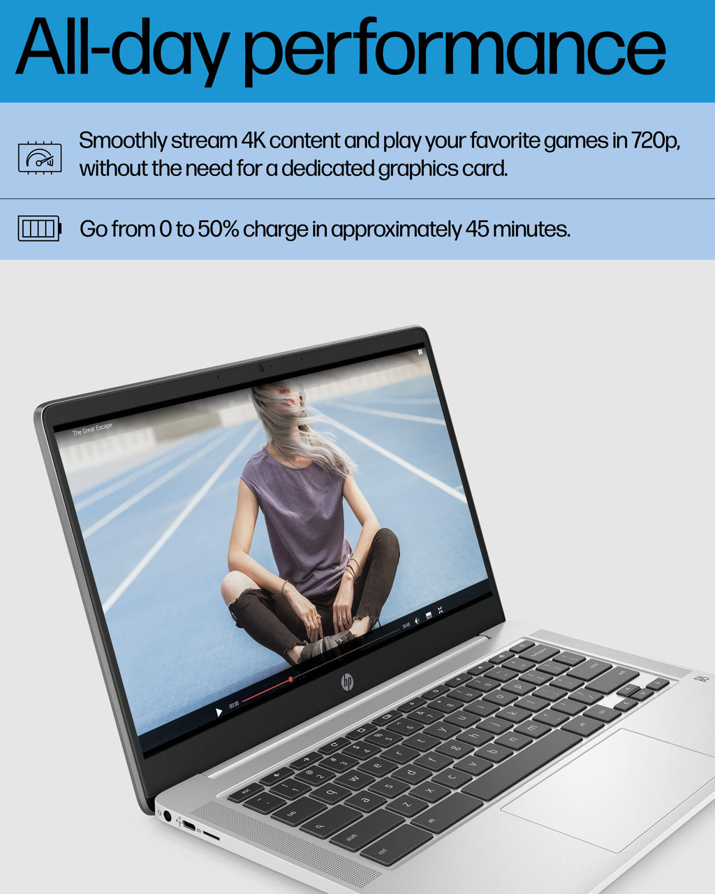 14 Laptop, Intel Celeron N4120, 4 GB RAM, 64 GB eMMC, Chrome OS, Mineral Silver B8306