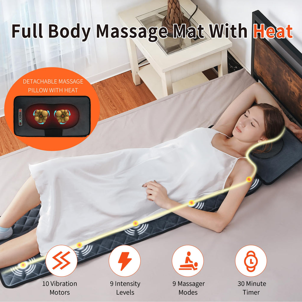 Full Body Massage Mat with Heat 10 Motors 9 Speeds 9 Modes L295248
