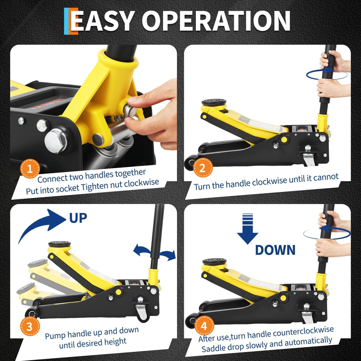 3 Ton Hydraulic Floor Jack Heavy Duty Steel Dual Piston Quick Lift Pump J518284