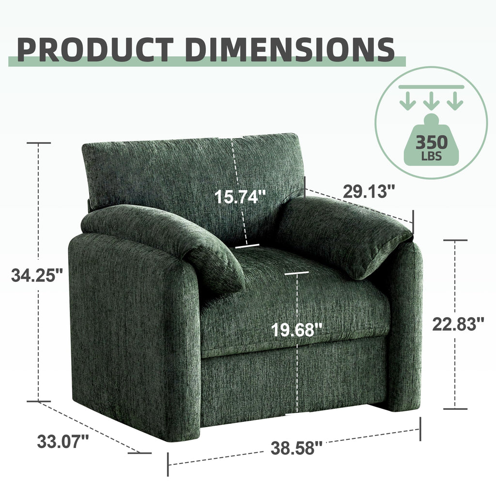 2 Pack Oversized Green Accent Chair J90520