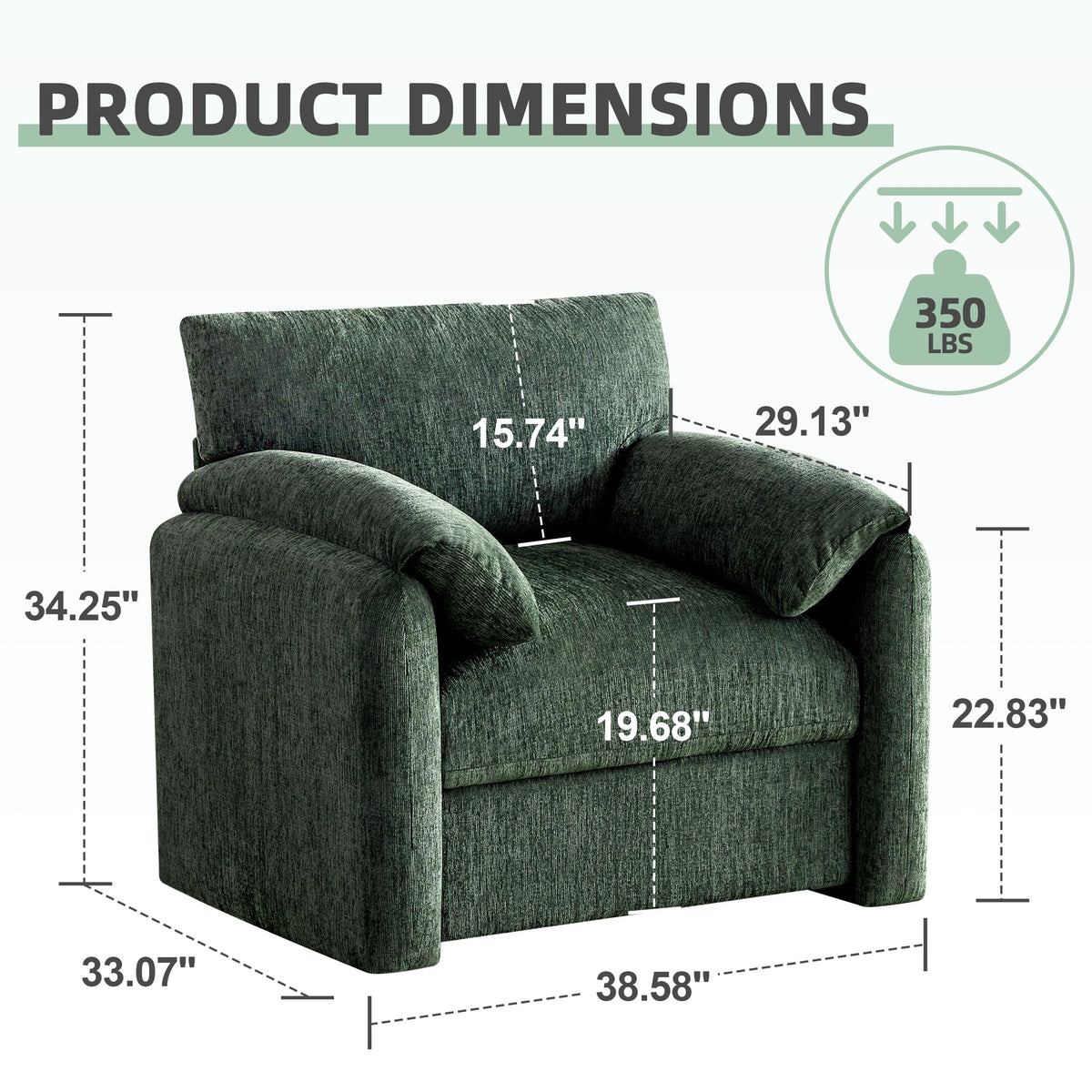 2 Pack Oversized Green Accent Chair J90520
