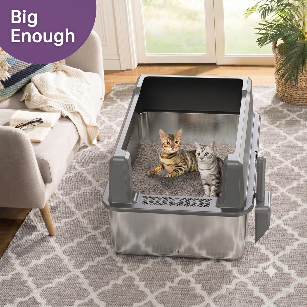 Stainless Steel Litter Box with Lid O49793