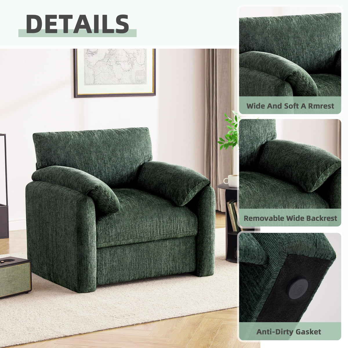 2 Pack Oversized Green Accent Chair J90520
